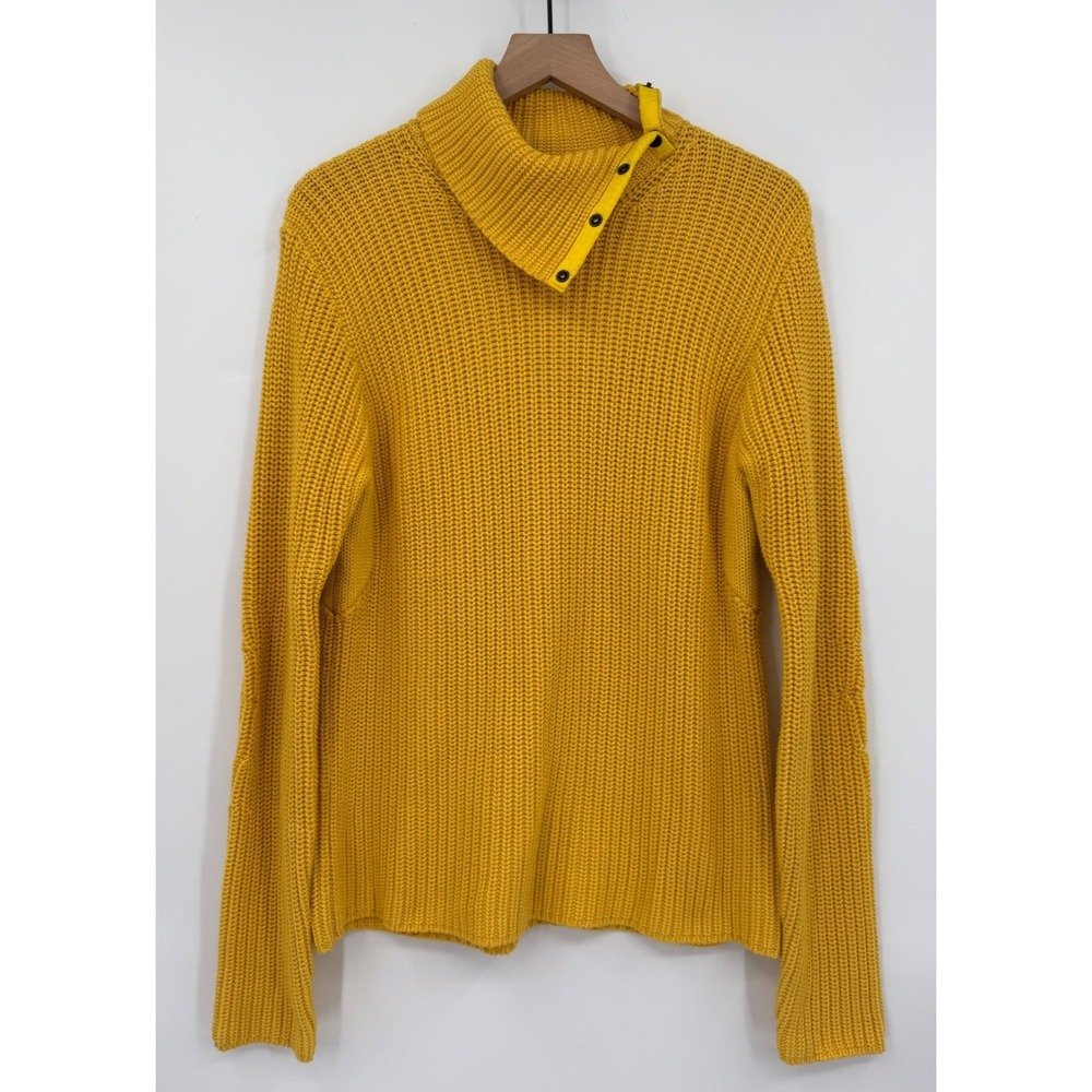 Vintage RLX Ralph Lauren Sweater Mens Small Yellow Elbow Patches Heavy Knit